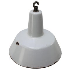 Gray Enamel Vintage Industrial Hanging Lamp Pendant by Philips