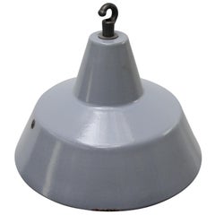 Lampe à suspension industrielle vintage en émail gris par Philips