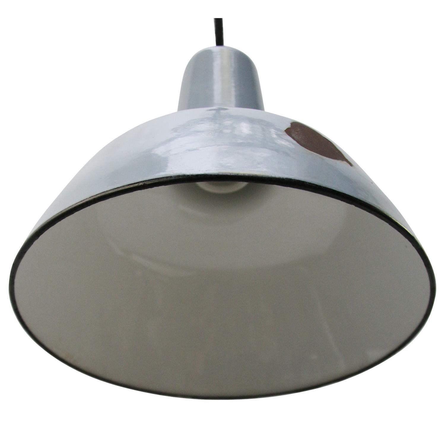 Dutch Grey Enamel Vintage Industrial Hanging Lamp Pendant by Philips For Sale