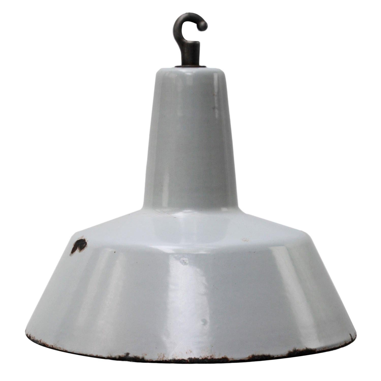 Gray Enamel Vintage Industrial Hanging Lamp Pendant by Philips For Sale