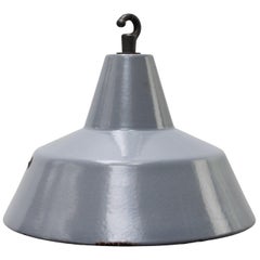 Lampe à suspension industrielle vintage en émail gris par Philips