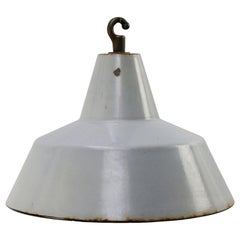 Gray Enamel Vintage Industrial Hanging Lamp Pendant by Philips