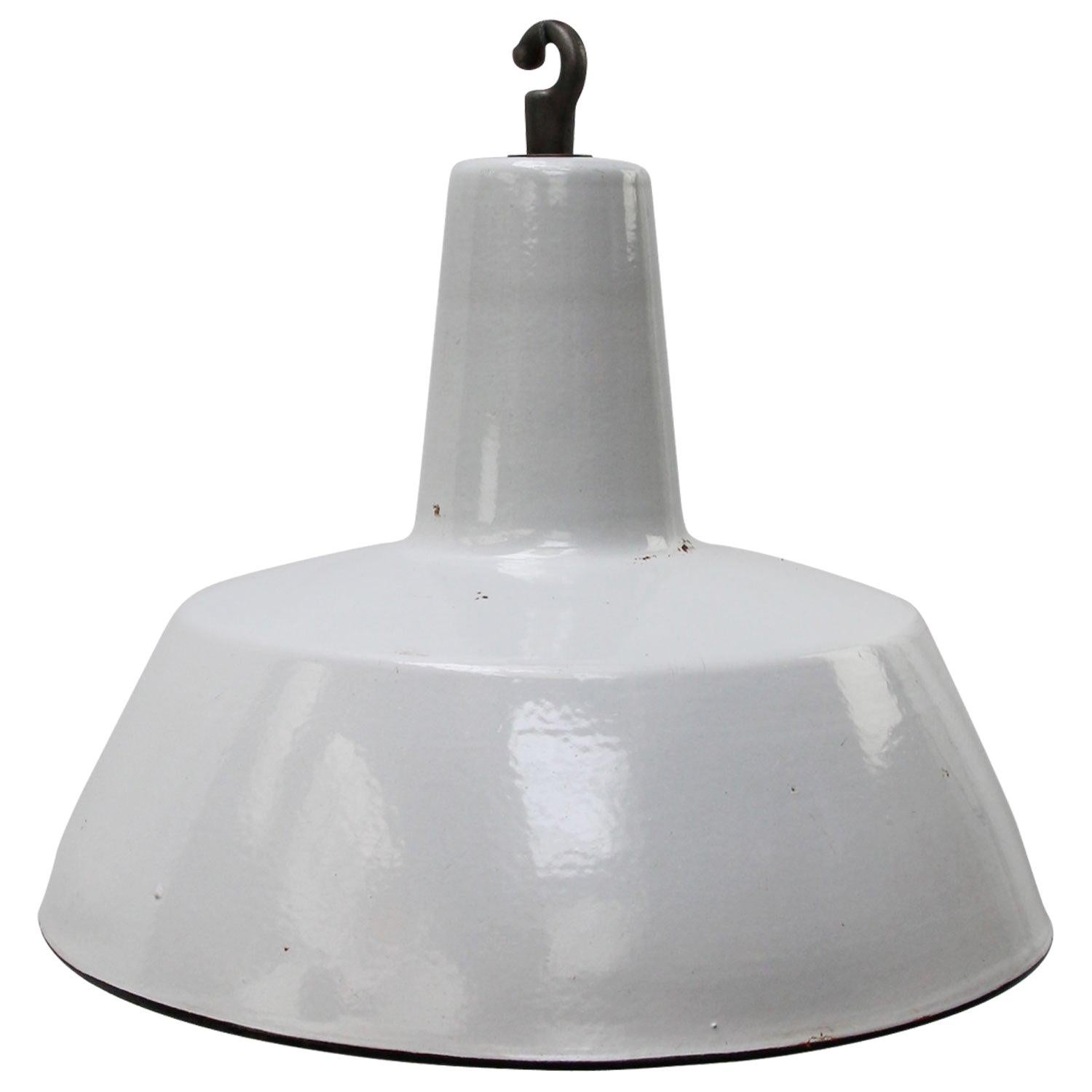 Gray Enamel Vintage Industrial Hanging Lamp Pendant by Philips