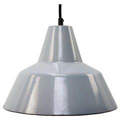 Gray Enamel Vintage Industrial Hanging Lamp Pendant by Philips
