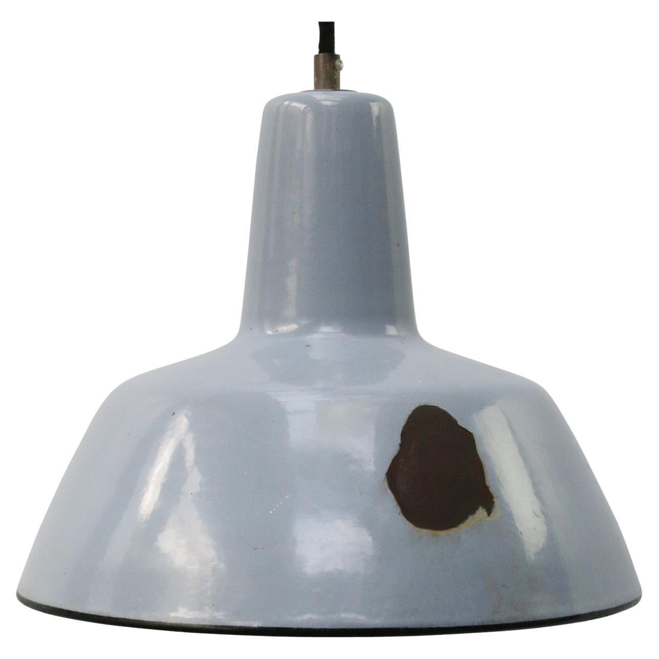 Lampe suspendue industrielle vintage en émail gris par Philips