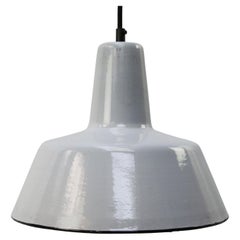 Gray Enamel Vintage Industrial Hanging Lamps Pendants by Philips