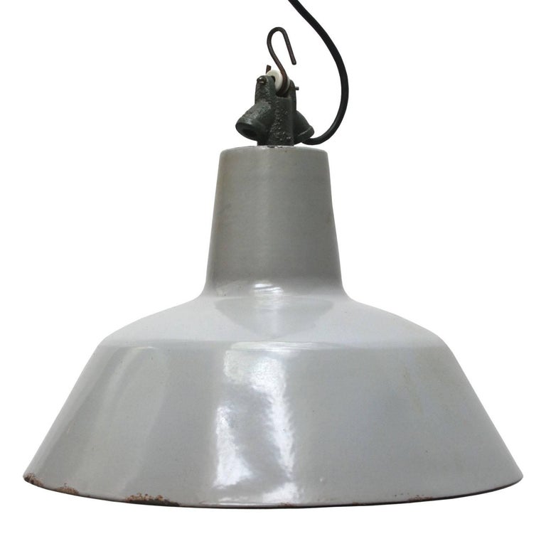 Gray Enamel Vintage Industrial Hanging Pendant Lamp by Philips, Holland