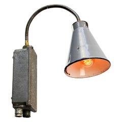 Gray Enamel Vintage Industrial Metal Flexible Arm Wall Light