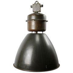 Gray Enamel Vintage Industrial Pendant Lamp