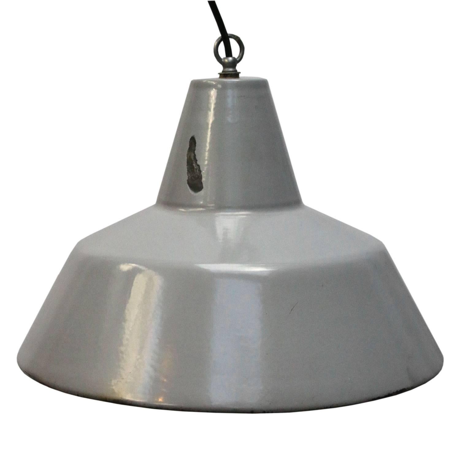 Gray Enamel Vintage Industrial Pendant Lamps In Fair Condition In Amsterdam, NL