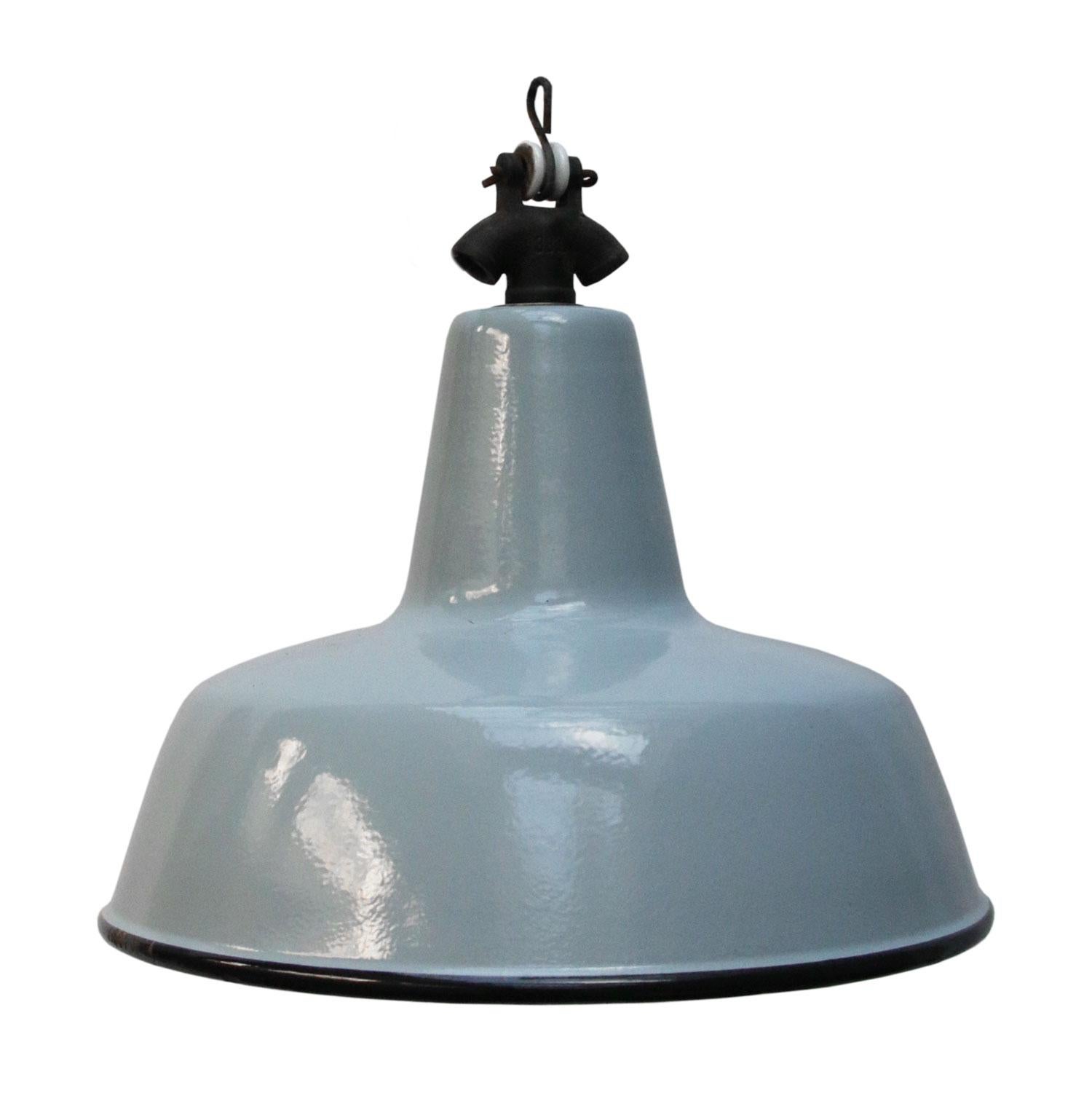 Gray Enamel Vintage Industrial Pendant Light