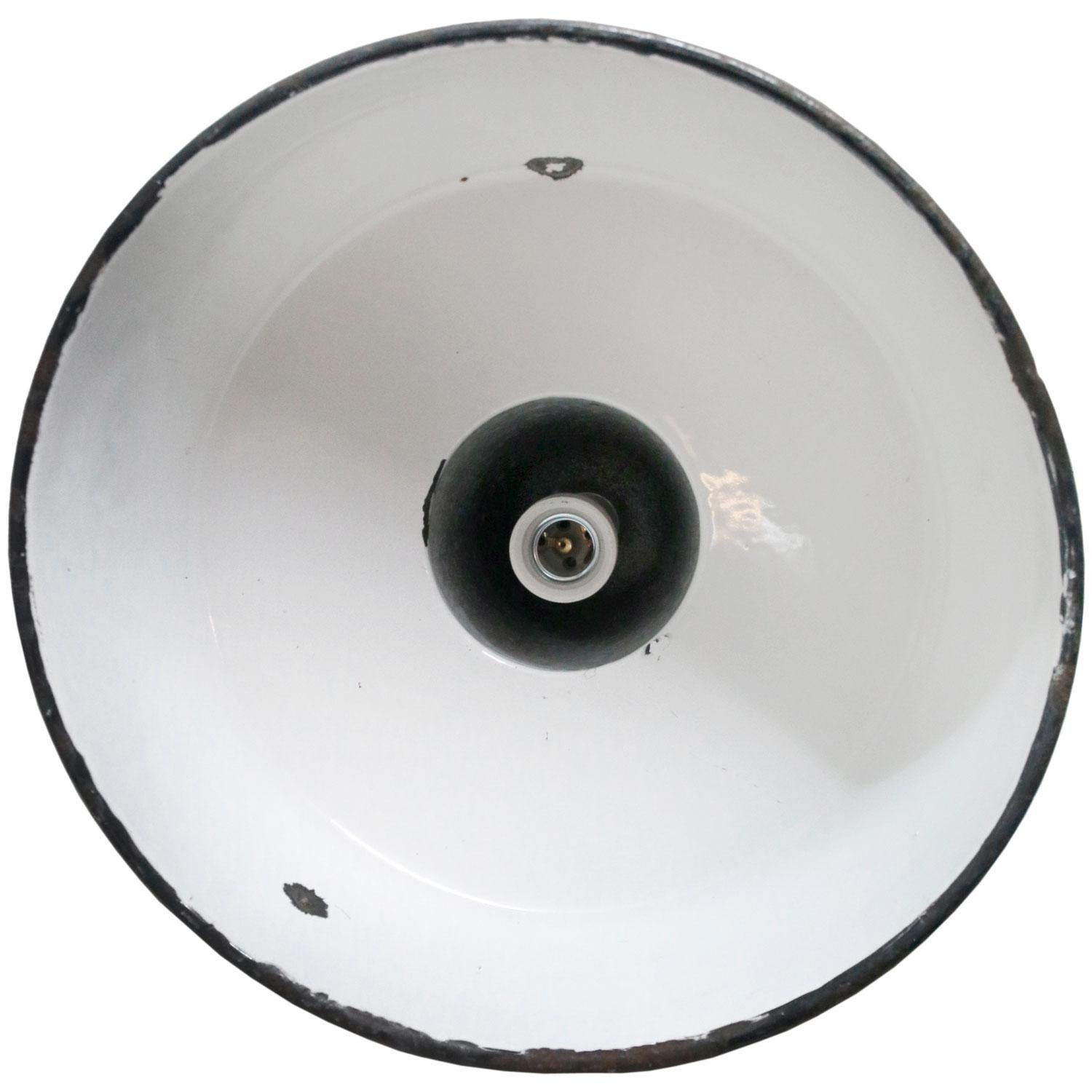 Polish Gray Enamel Vintage Industrial Pendant Lights For Sale