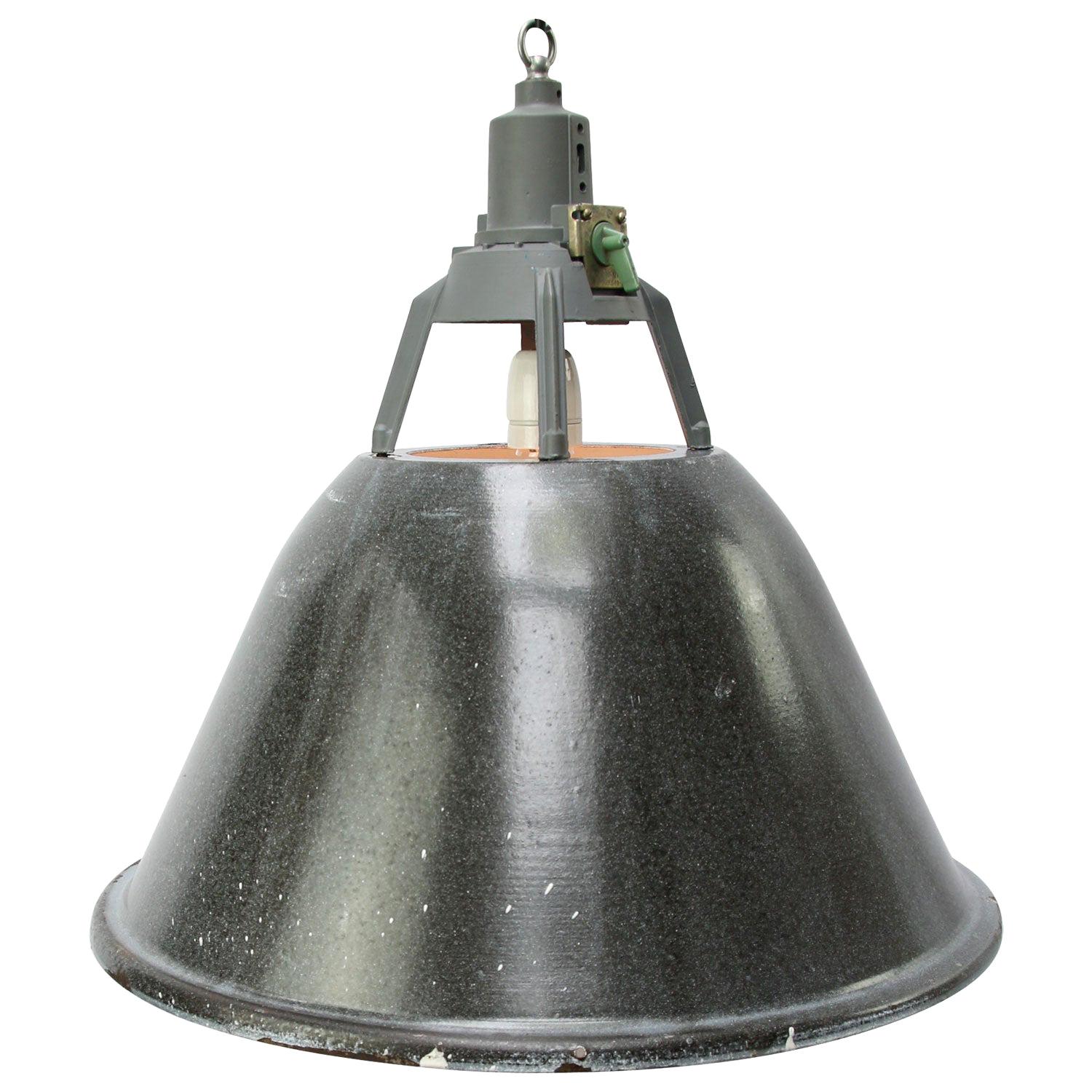 Gray Enamel Vintage Industrial Pendant Light