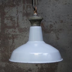 Gray Enamel Vintage Industrial Pendant Lights, Mid-20th Century