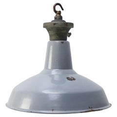 Gray Enamel Vintage Industrial Pendant Lights, Mid-20th Century