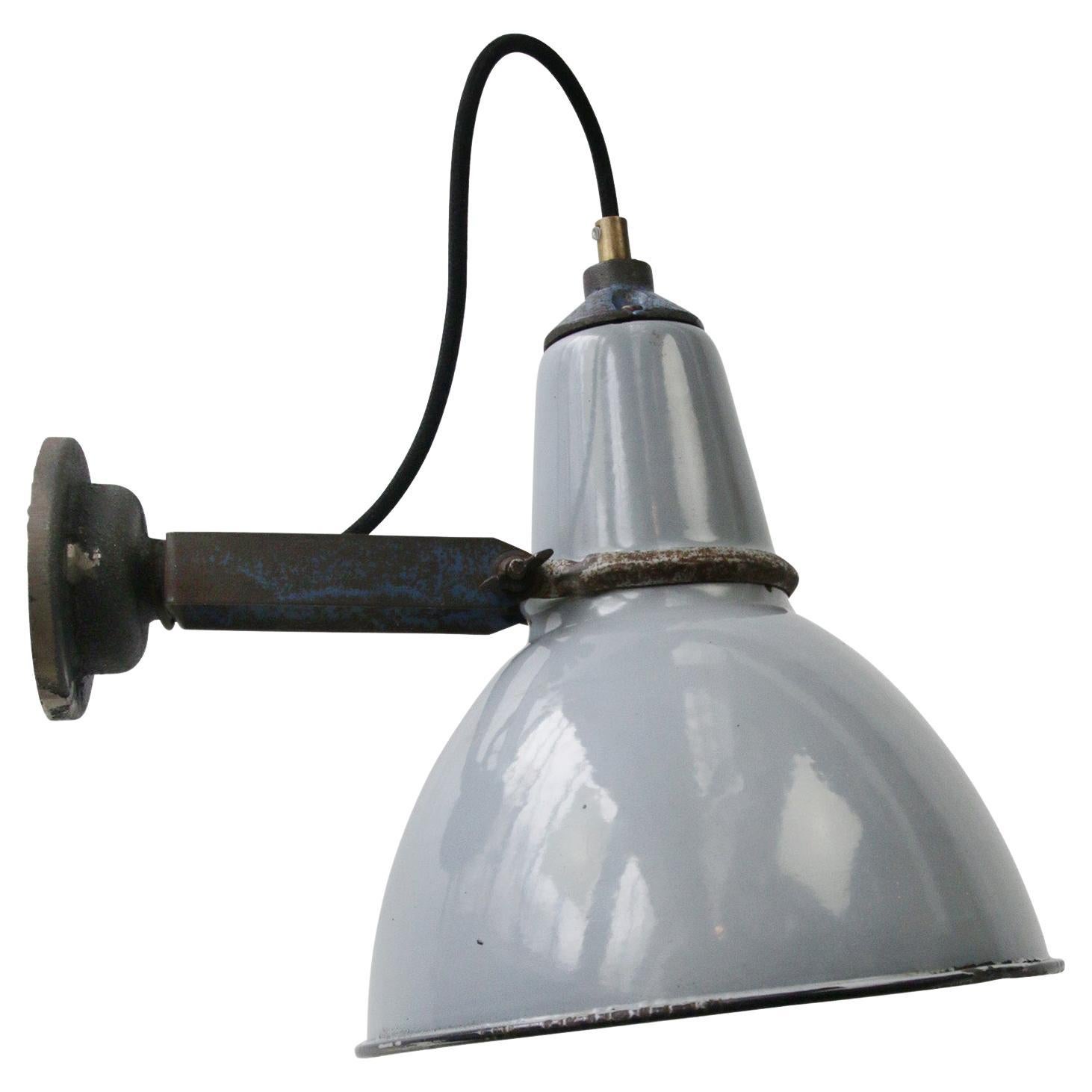 Gray Enamel Vintage Industrial Scone Wall Light by Benjamin USA For Sale