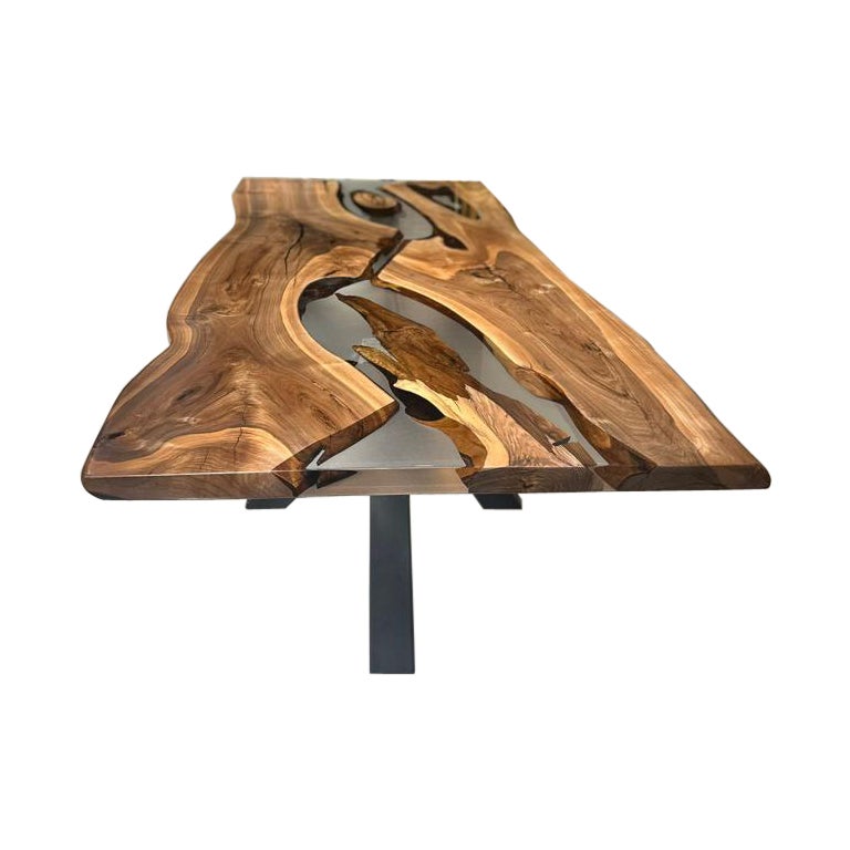 Mesa Río de Cocina de Resina Epoxi Gris Nogal en venta