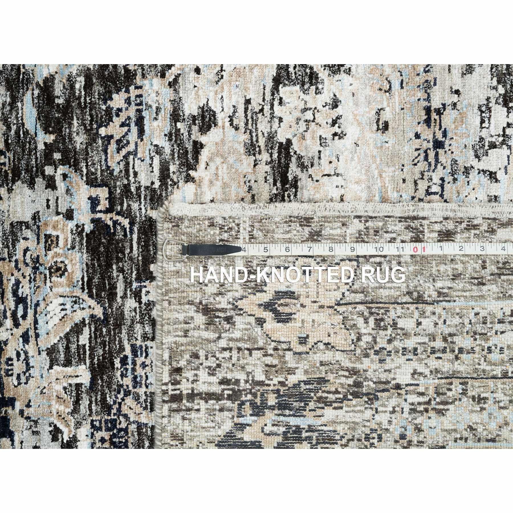 Grau Erased Textured Silk & Wool Hand Knotted XL Oriental Rug 11'9