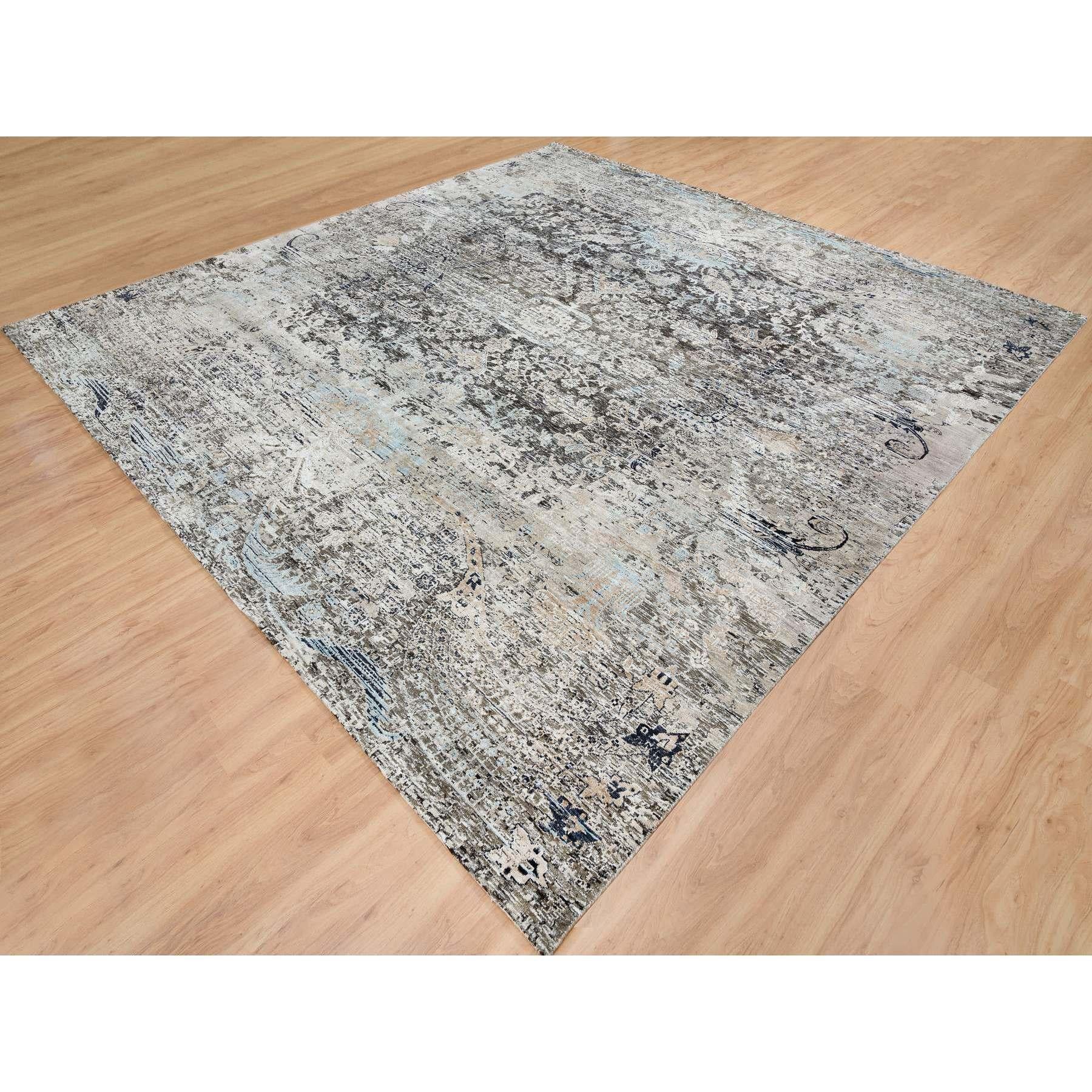 Grau Erased Textured Silk & Wool Hand Knotted XL Oriental Rug 11'9