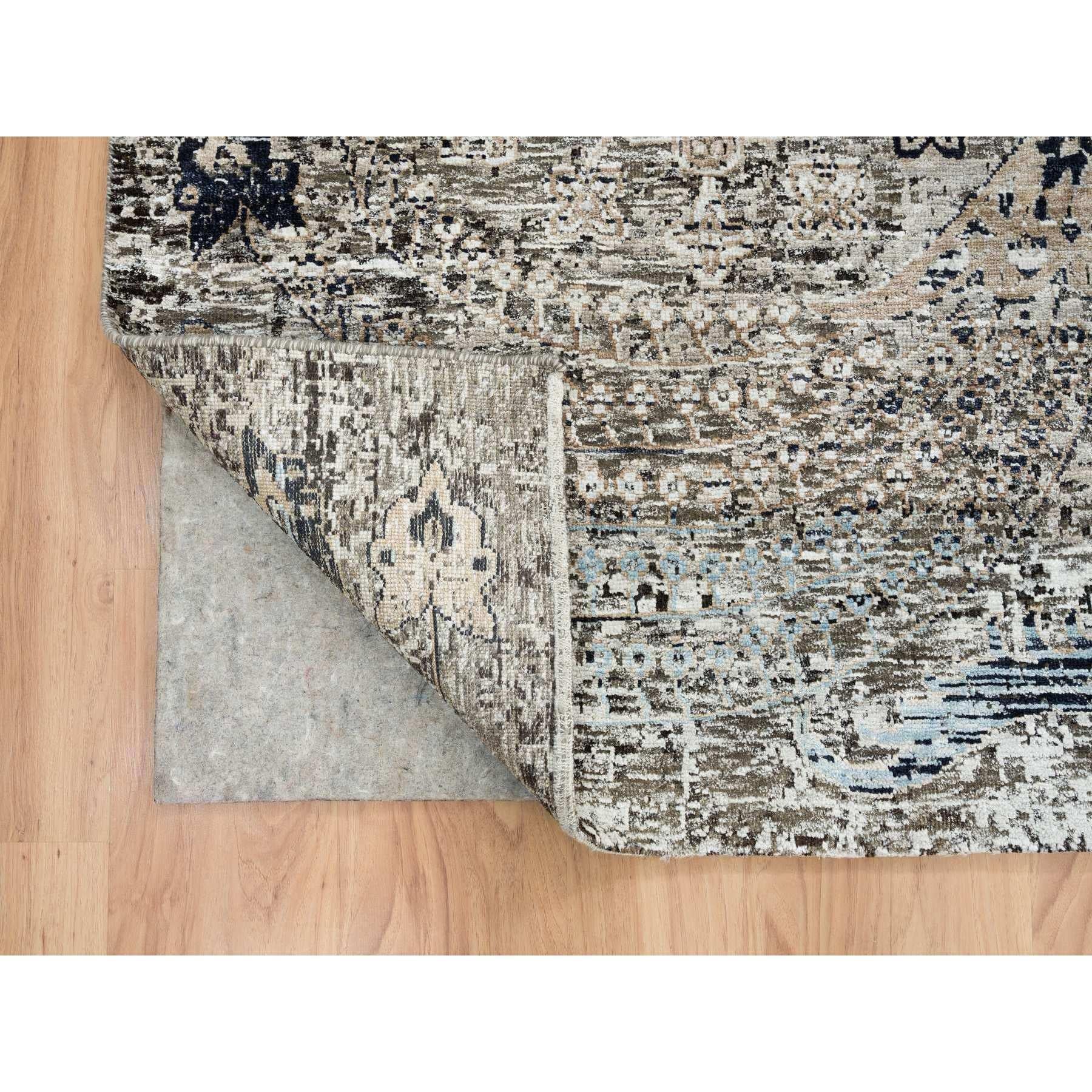 Grau Erased Textured Silk & Wool Hand Knotted XL Oriental Rug 11'9