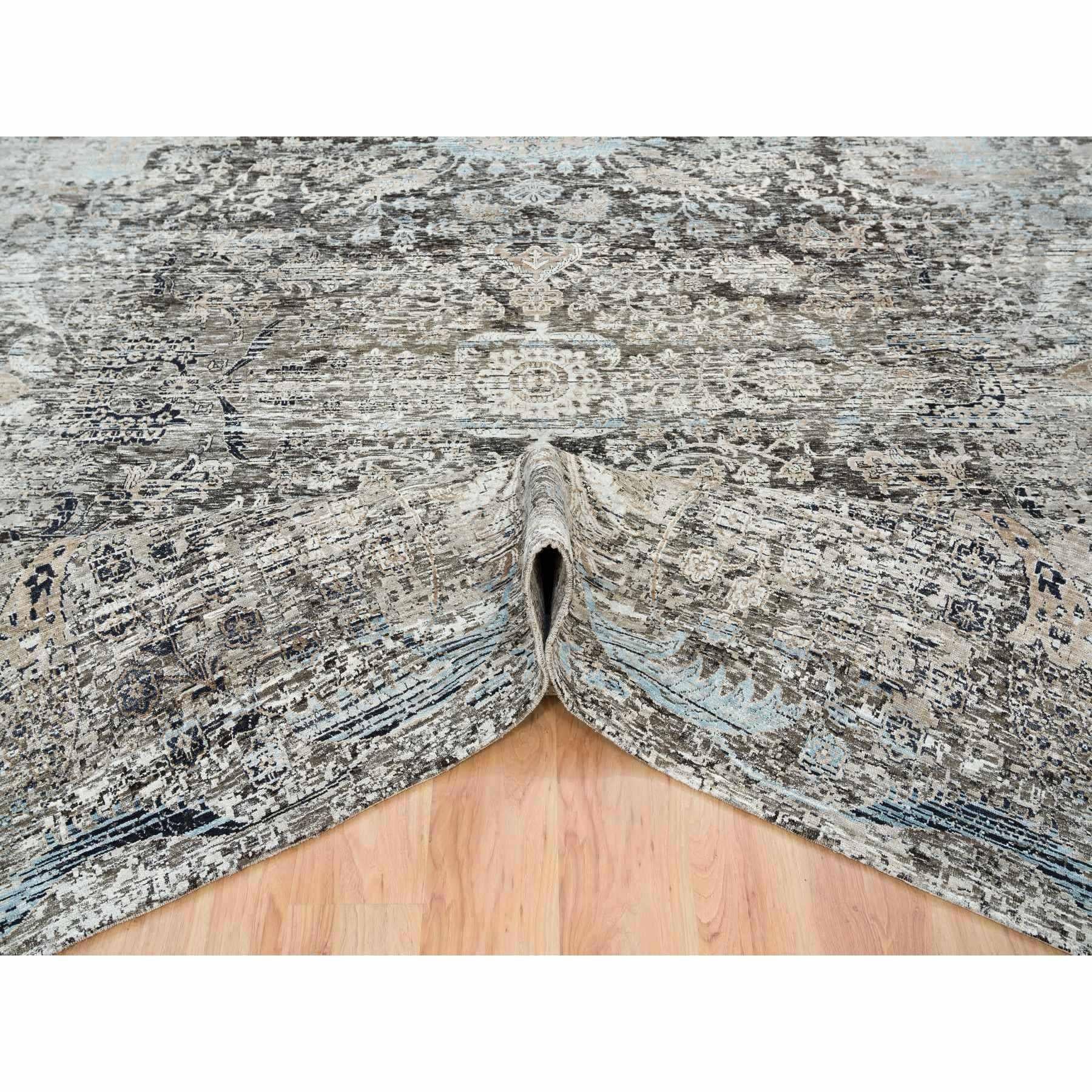 Grau Erased Textured Silk & Wool Hand Knotted XL Oriental Rug 11'9