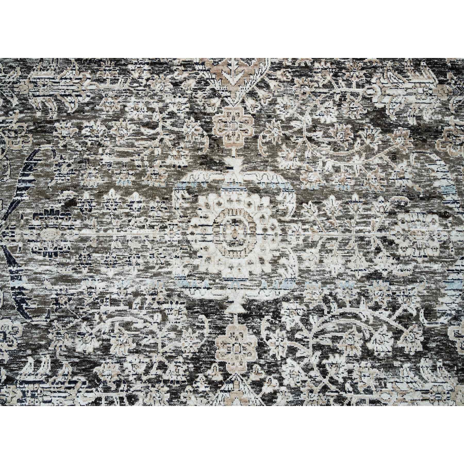 Grau Erased Textured Silk & Wool Hand Knotted XL Oriental Rug 11'9