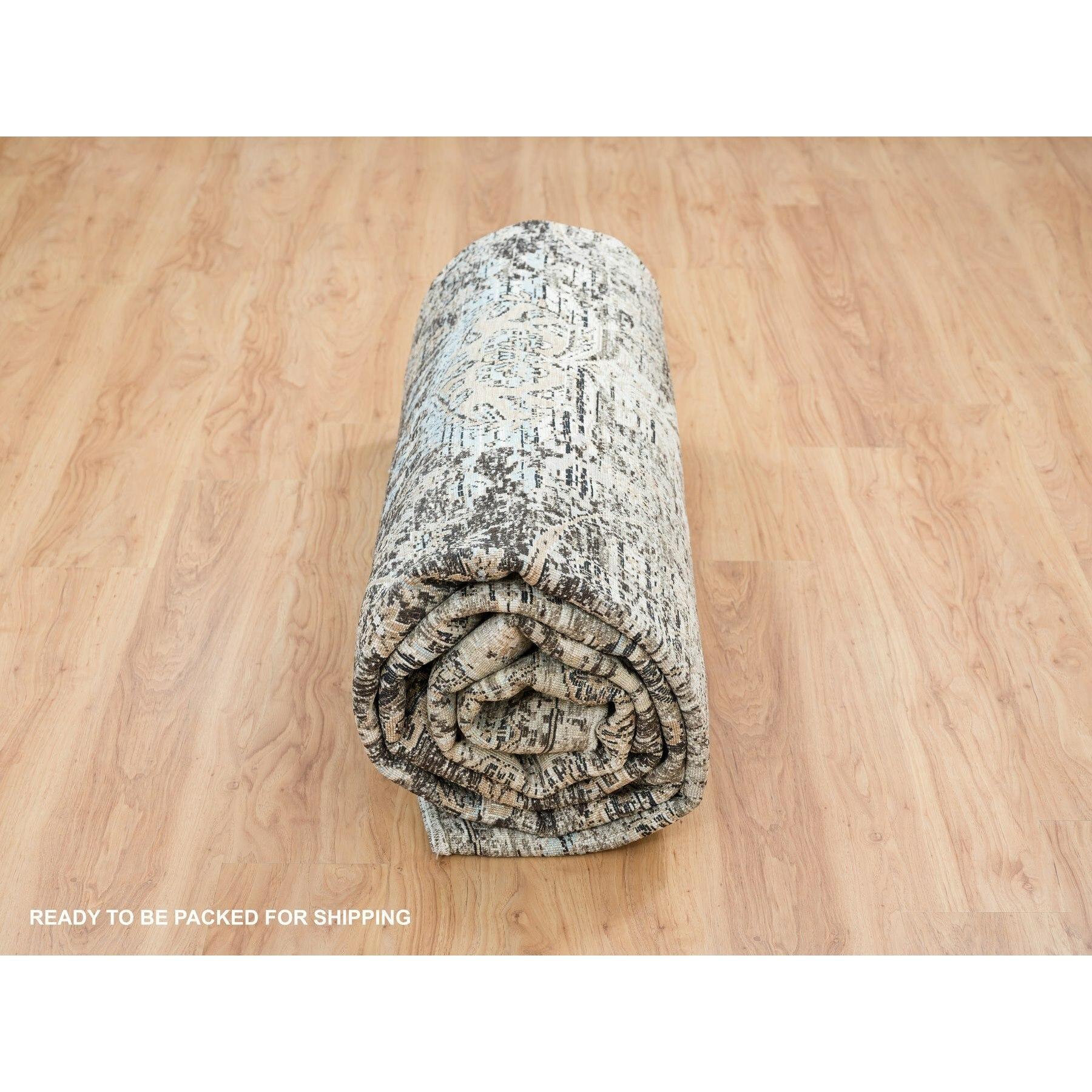Grau Erased Textured Silk & Wool Hand Knotted XL Oriental Rug 11'9