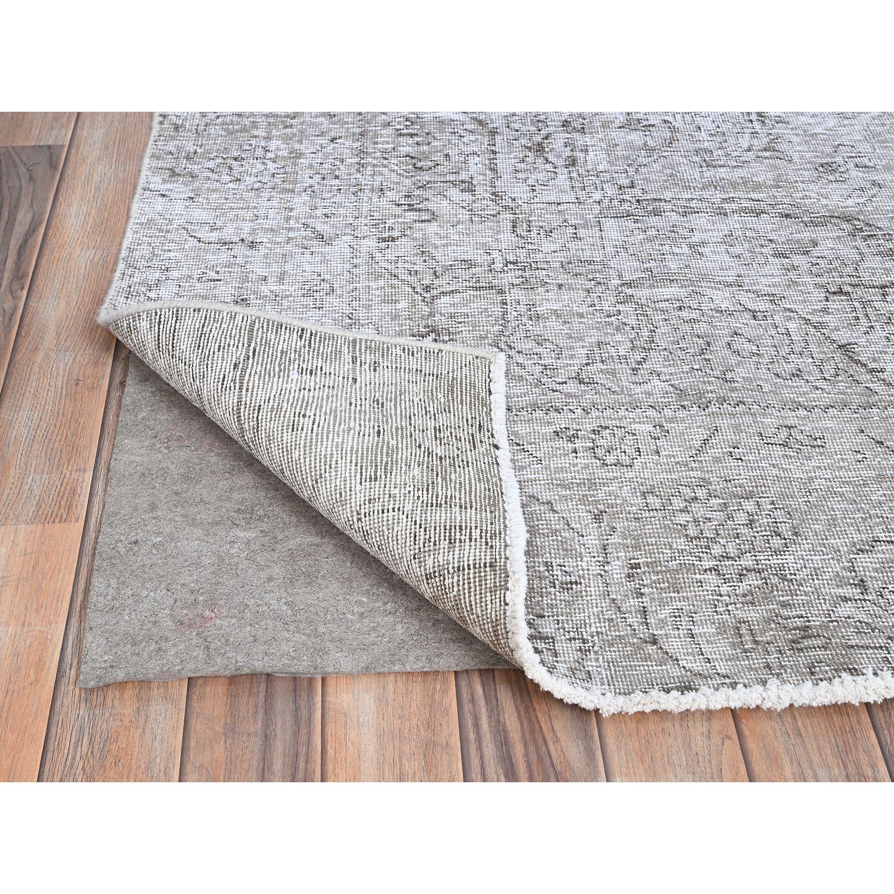 Mid-20th Century Gray Evenly Worn Old Persian Tabriz White Wash Clean Hand Knotted Soft Wool Rug For Sale