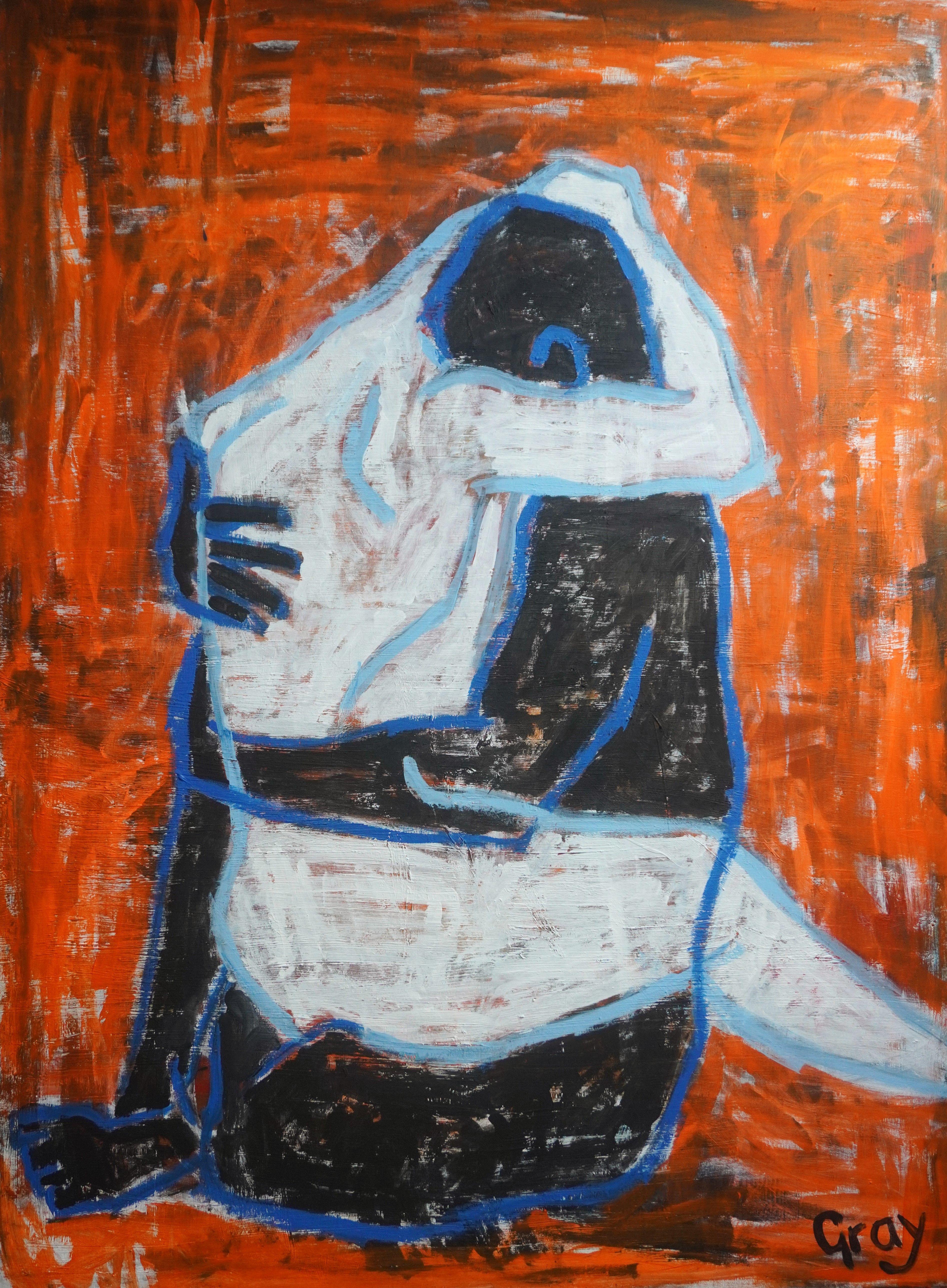 This painting represents two lovers and is inspired by a true story that took place in the mid-1940s when Interracial marriage was either illegal or not accepted by most people. :: Painting :: Abstract Expressionism :: This piece comes with an