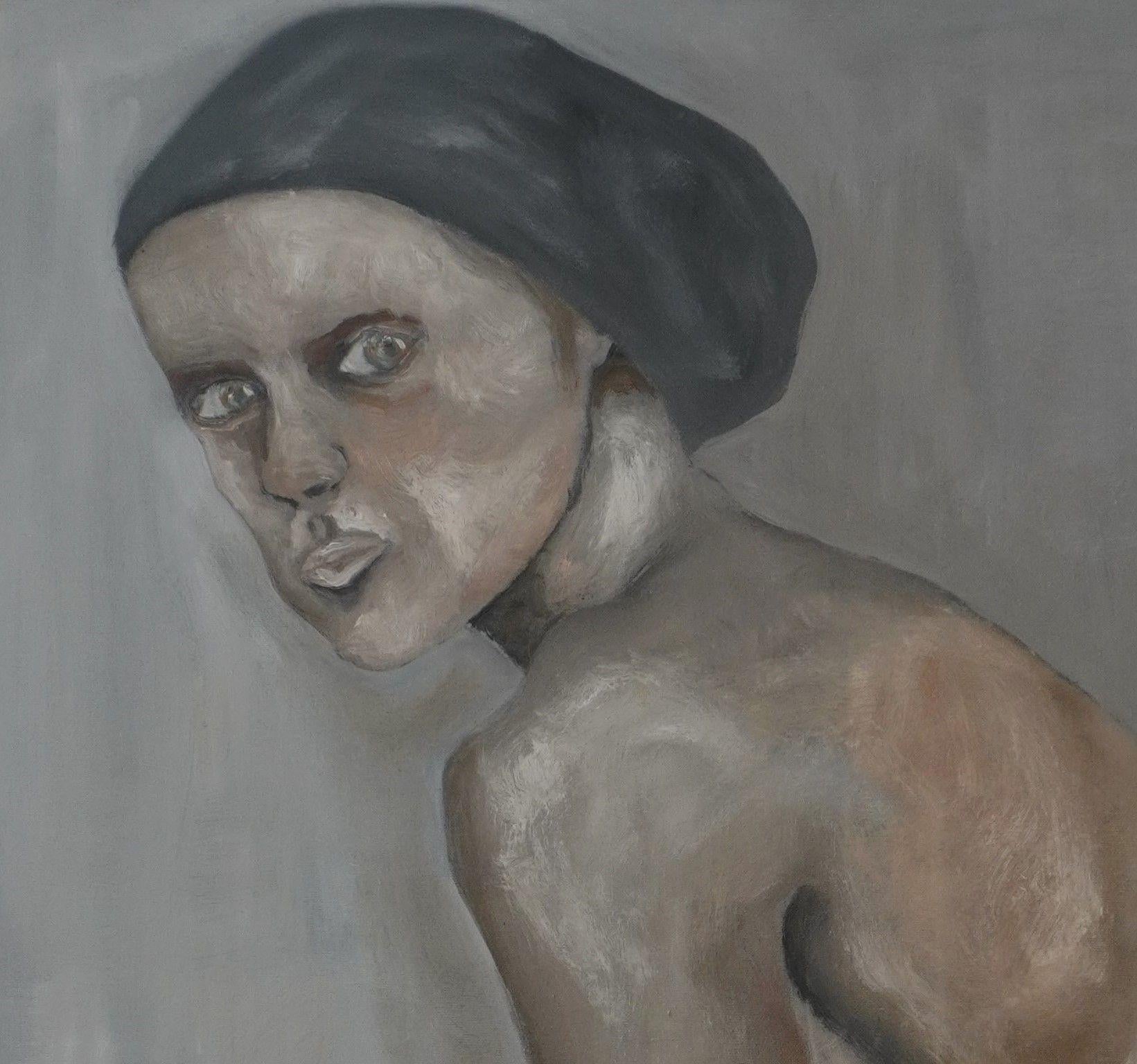 Femme agenouillée, peinture, huile sur toile en vente 1