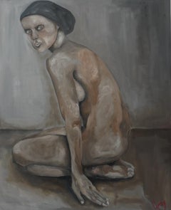 Femme agenouillée, peinture, huile sur toile