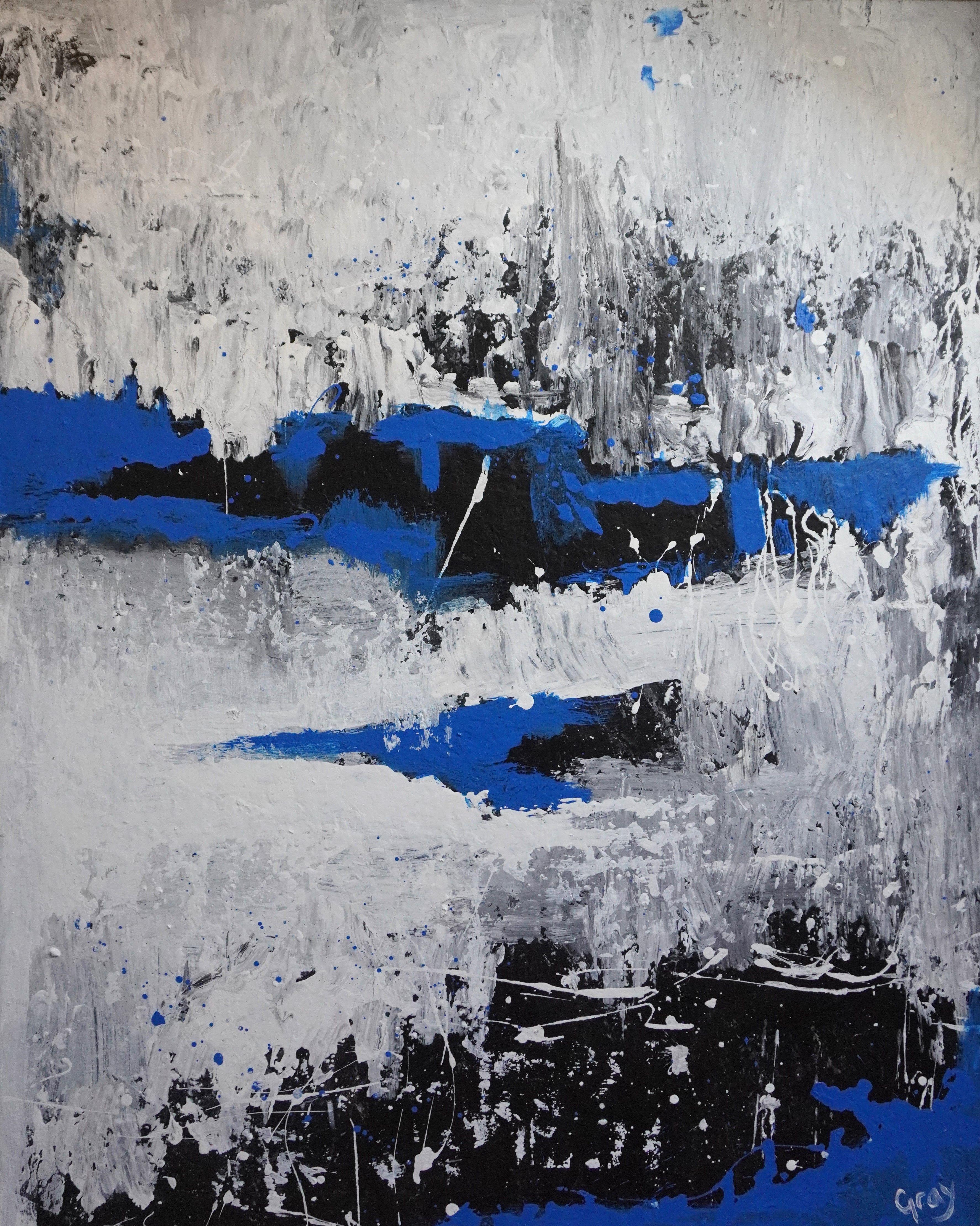 Abstract Painting Gray Fairweather - Rain de novembre, peinture, acrylique sur toile