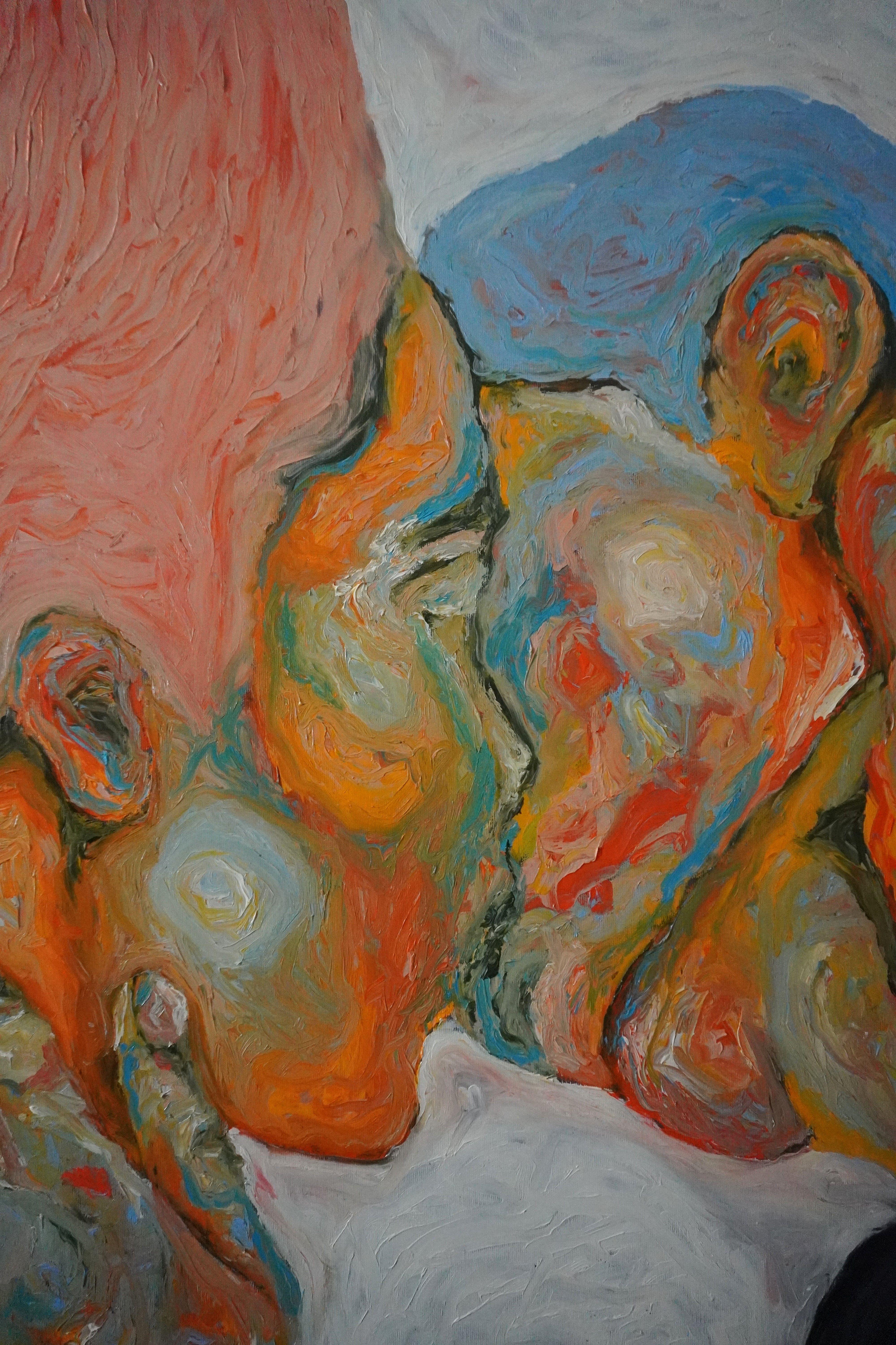 Strangers Kiss, Painting, Oil on Canvas For Sale 1