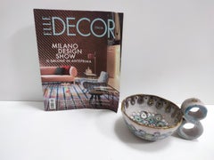 Gray Fat Lava Earthenware Catchall / Videpoche by Lino Zaramella, Signed