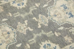 Gray Floral Design Handwoven Wool Turkish Oushak Rug 3'11" x 5'9"