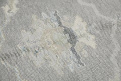 Gray Floral Design Handwoven Wool Turkish Oushak Rug 4'9" X 6'5"