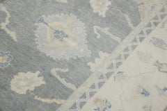 Gray Floral Design Handwoven Wool Turkish Oushak Rug 9'1" X 11'9"
