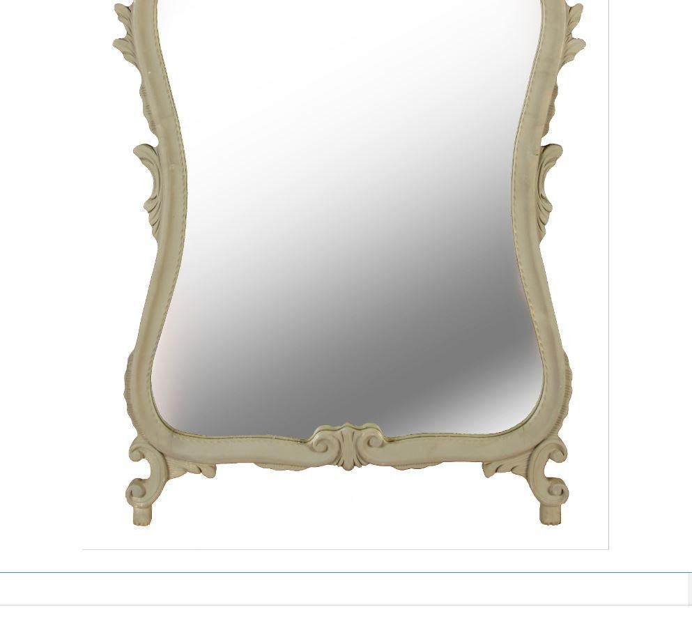 Carved Gray French Vintage Mirror