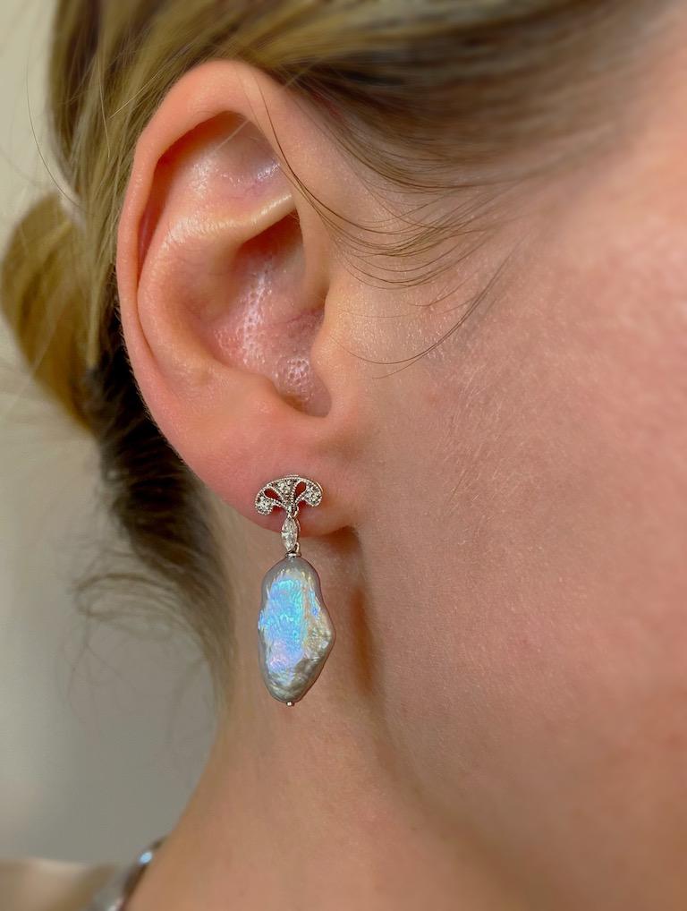 gray freshwater pearl earrings
