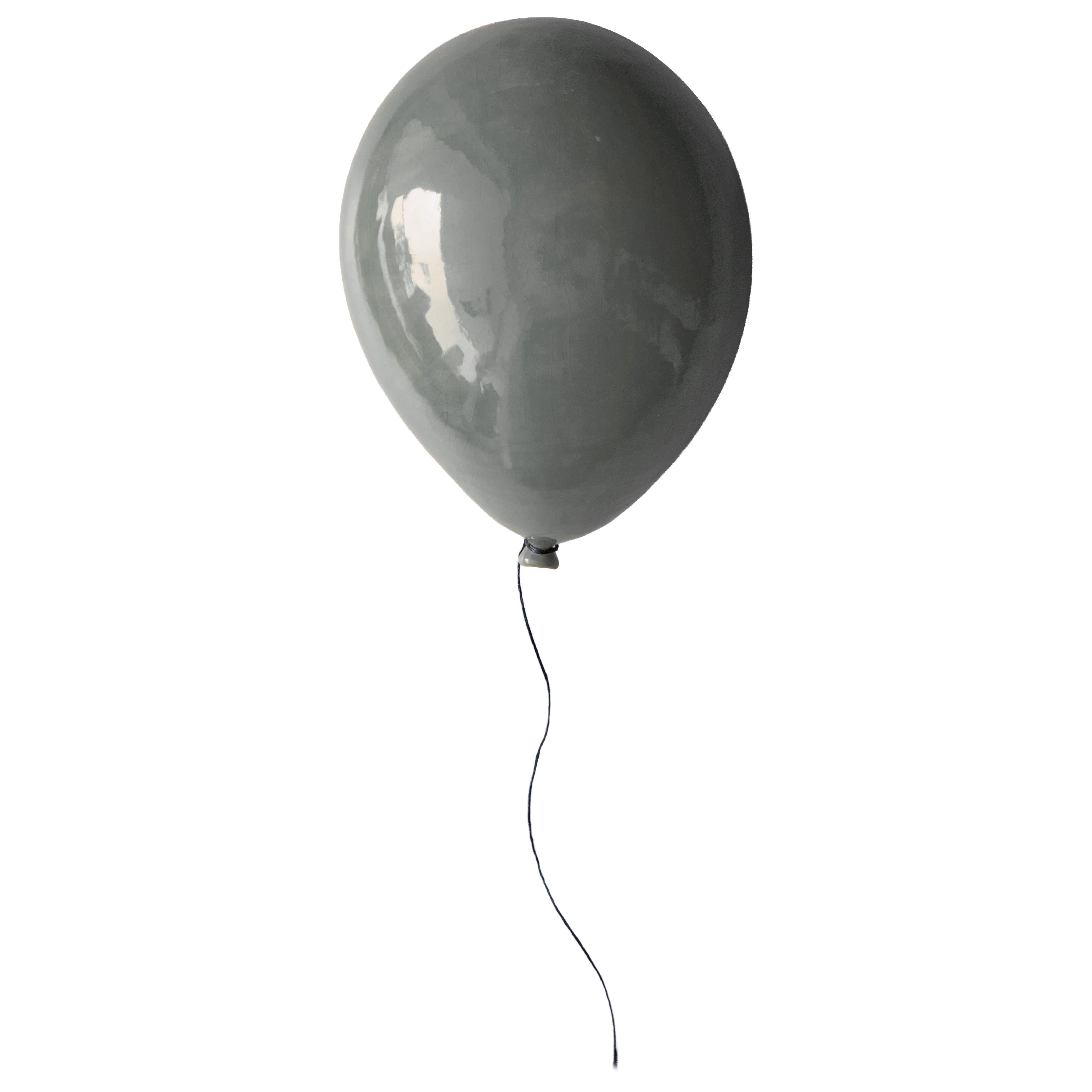 Urban Gray ceramic balloon sculpture - Handmade for wall Installation, Small