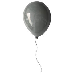 Gray glossy ceramic balloon sculpture handmade for wall, ceiling