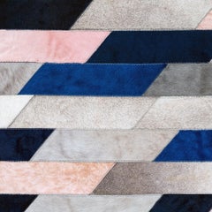 Gray Green Blue and Light Pink Customizable Astila Navy Cowhide Runner Large