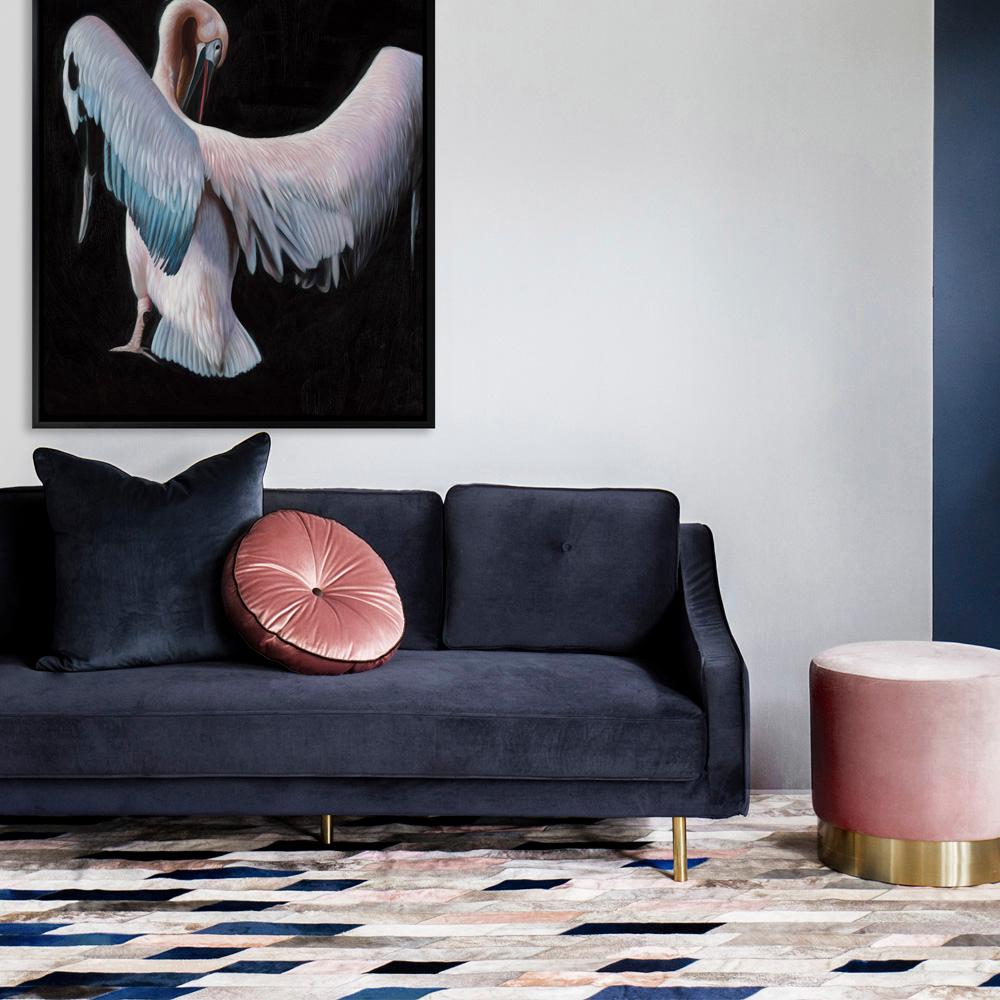 Traves de Mesa Personalizable Astila Grande de Cuero Azul Marino y Rosa Claro Pakistaní en venta