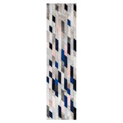 Gray Green Blue and Light Pink Customizable Astila Navy Cowhide Runner Large