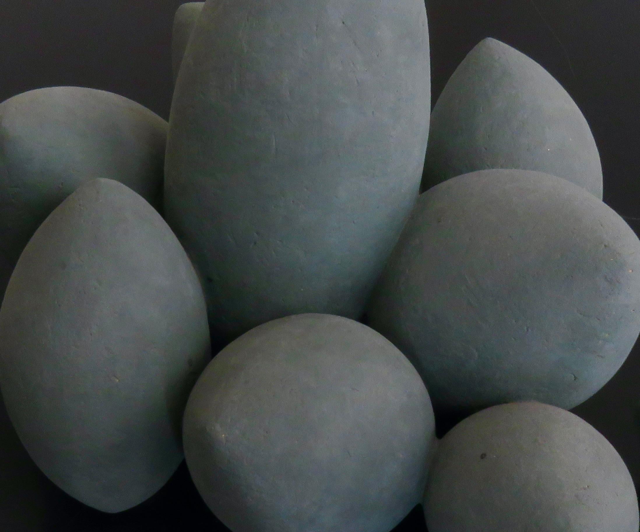 Contemporary Gray/Green Ceramic Pod Composite Sculpture For Sale