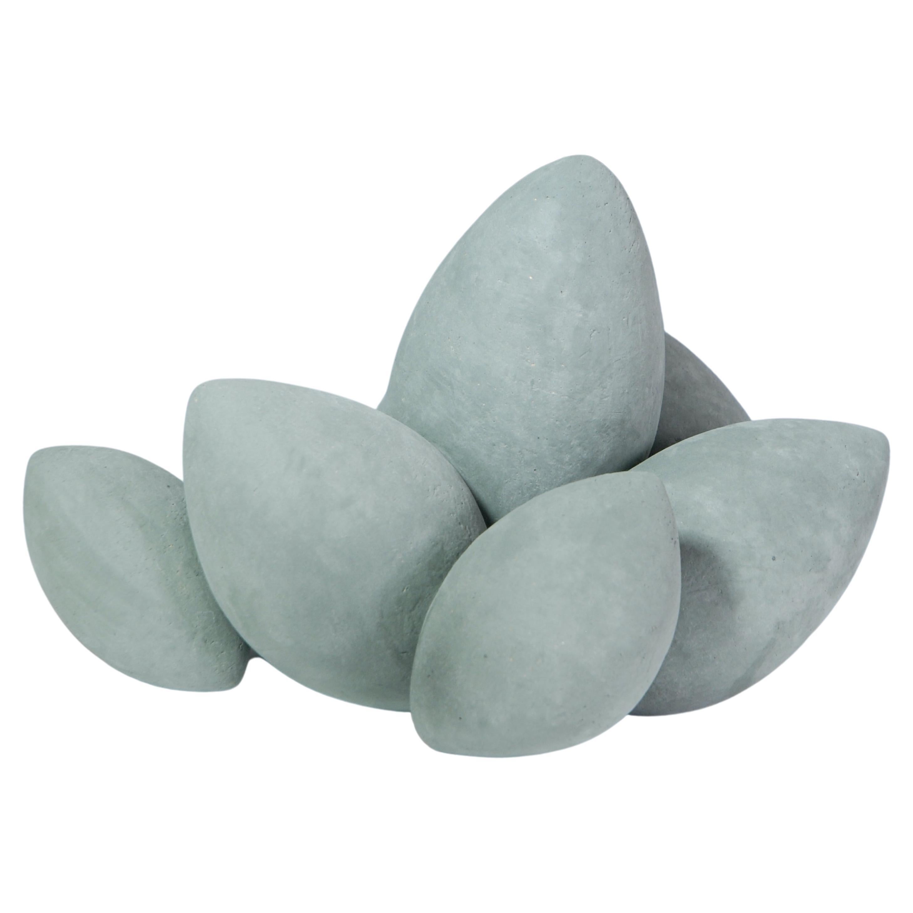 Gray/Green Ceramic Pod Composite Sculpture For Sale