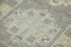 Gray & Green Geometric Design Handwoven Wool Turkish Oushak Runner