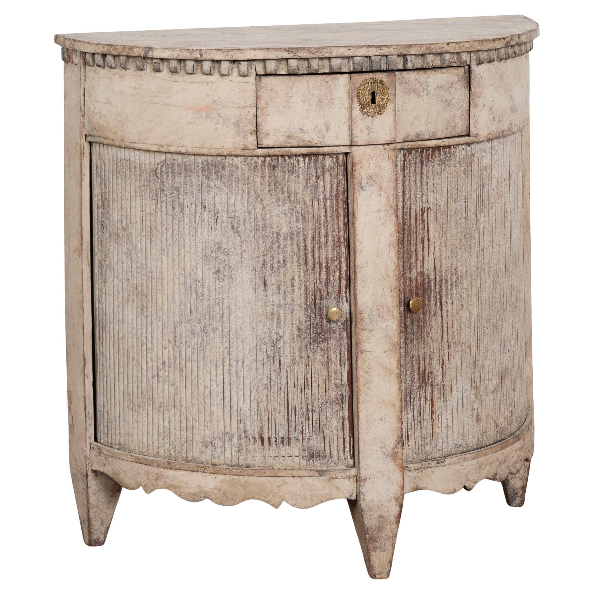 Gray Gustavian Bow Front Cabinet, Sweden circa 1800-40