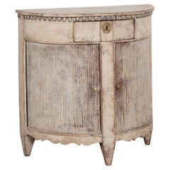 Used Gray Gustavian Bow Front Cabinet, Sweden circa 1800-40