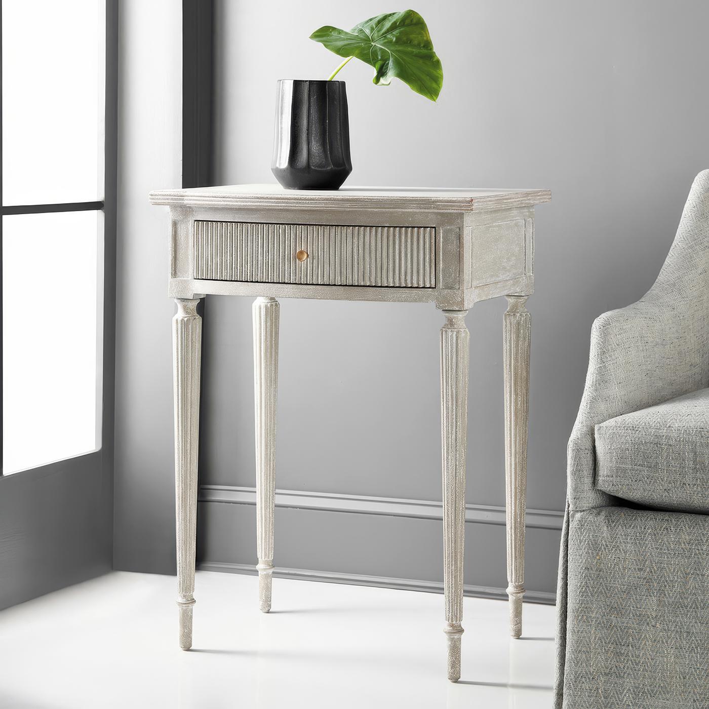 Gray Gustavian Side Table In New Condition For Sale In Westwood, NJ